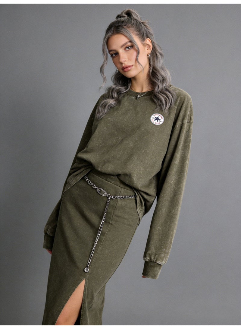 CONVERSE 2026 Converse Star Patch Vintage Washed Unisex , Premium Heavyweight Cotton Loose Fit Pullover, Retro American Streetwear for Men & Women in Multi-Color Options - Image 2